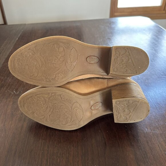 Sofft Tan Leather Chelsea Ankle Boots Block Heel Comfort Pull Tab Size 11 - Picture 8 of 8